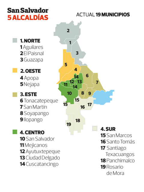 El Salvador will be constituted by 44 municipalities and 262